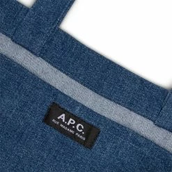 A.P.C. LOU TOTE BAG -WACKO MARIA SALES A.P.C.TOTELOUWASHEDINDIGOOSCOFBW M61442 5
