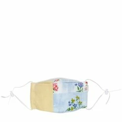 Marketplace ETAKO ETAKO GOLDENROD + INDIGO OVERDYE VINTAGE FLORAL PATCHWORK FACE MASK